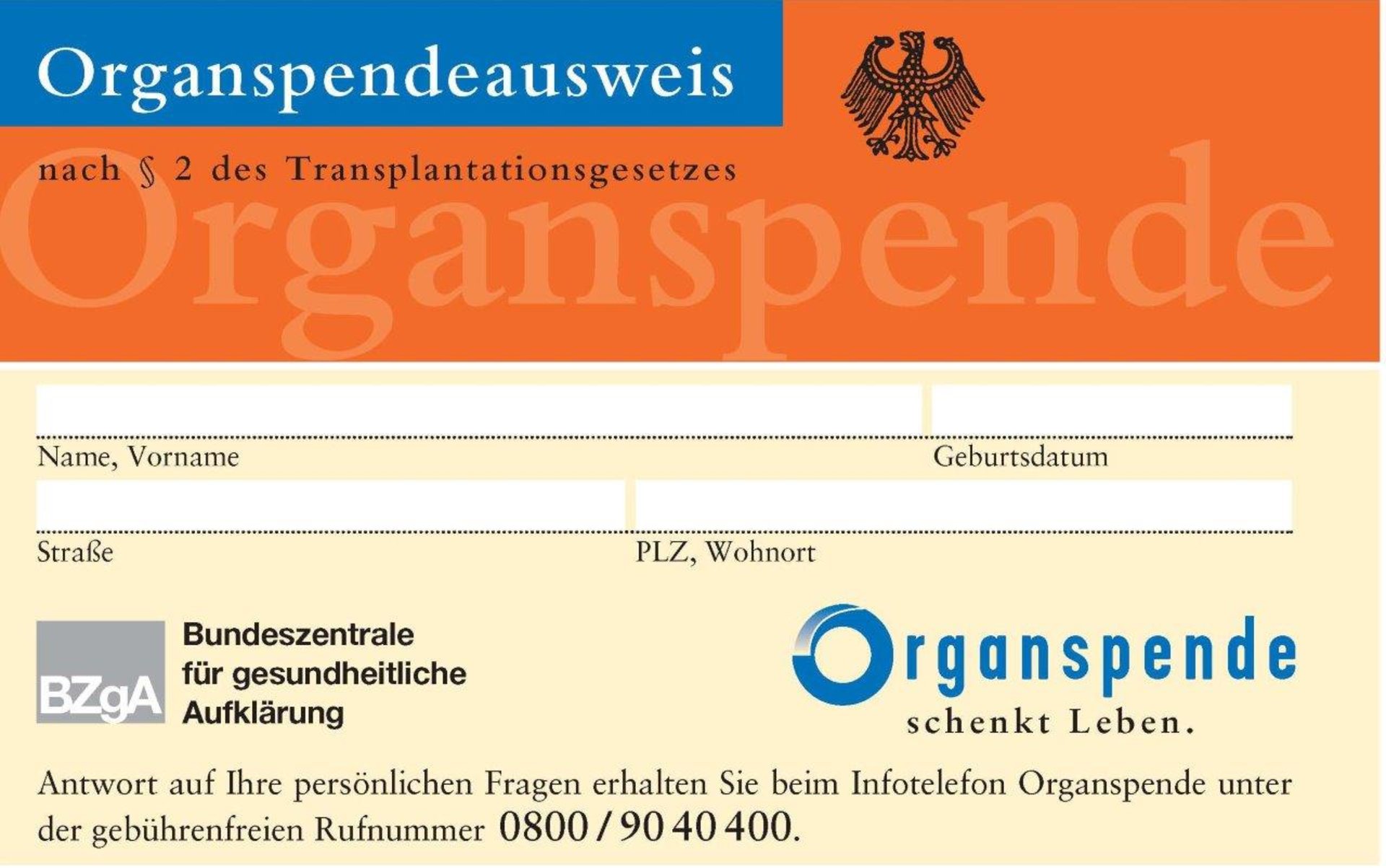 Grafik: Organspendeausweis Grafik: Organspendeausweis